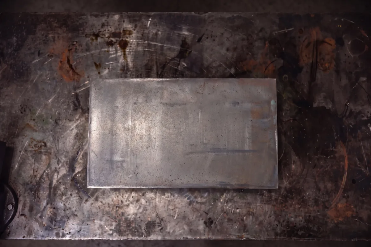 Same steel panel with all graffiti removed by laser, no ghosting